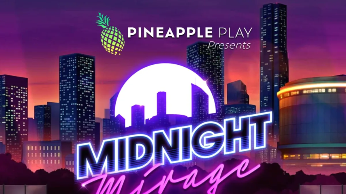 Tampilan visual neon dan mewah dari slot Midnight Mirage